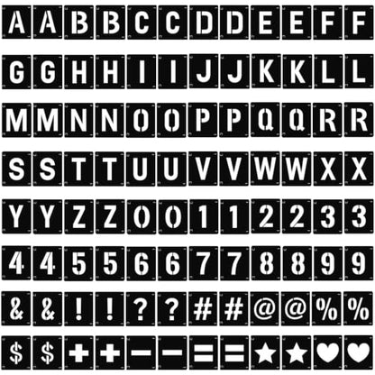 84PCS 2 Inch Letter Number Symbol Stencils, Reusable Alphabet Templates Interlocking Stencil Kit for Painting on Wood, Wall, Fabric, Rock, Sign, DIY Art Projects - color: 84 Sheets Letterand Number