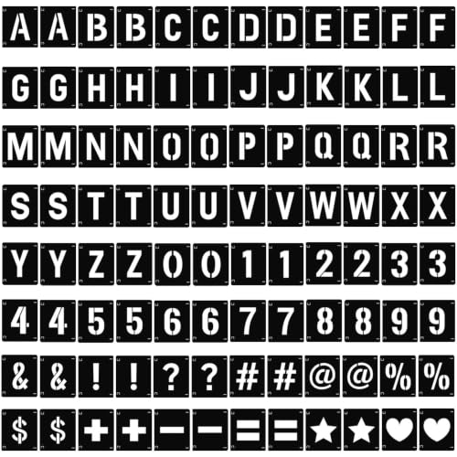 84PCS 2 Inch Letter Number Symbol Stencils, Reusable Alphabet Templates Interlocking Stencil Kit for Painting on Wood, Wall, Fabric, Rock, Sign, DIY Art Projects - color: 84 Sheets Letterand Number