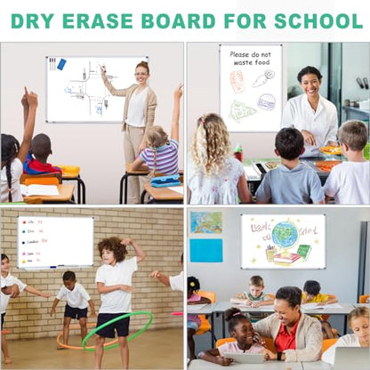 H-Qprobd 4' x 3' Whiteboard Dry Erase White Board for Wall 48x36 (2pcs) Magnetic Boards for Office Classroom & Home, Small Wall Whiteboard Including 6 Markers, 20 Magnets, 2 Erasers - size: 48"x36"(2pcs)