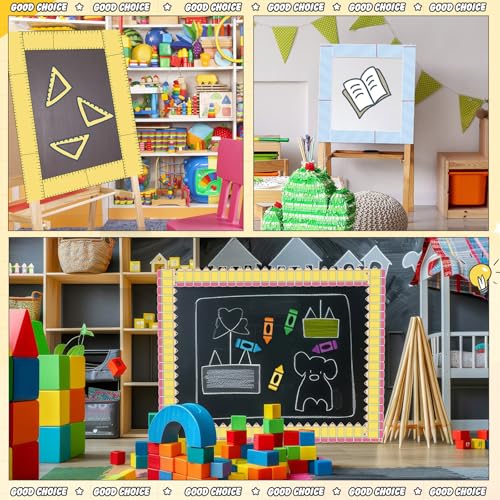 Tenceur 160ft Classroom Bulletin Board Borders Decoration, 6 Rolls Apple Crayon Pencil Borders for Bulletin Board, Scalloped Border Trim for Summer Back to School Office Chalkboard Whiteboard Poster - style: Teacher Style