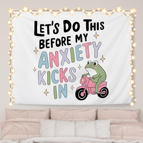 AQYIP Funny Mental Health Tapestry Wall Hanging, Let's Do This Before My Anxiety Kicks in Tapestry Decorative, Funny Anxiety Gifts Wall Blanket Decor for Counseling Therapy Office, 50x60 Inch - color: anxiety kicks in