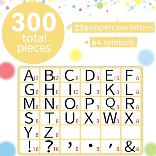 Qyeahkj 300PCS Large 7" Font Letters and Punctuation Set White with Confetti Classroom Alphabet Cutout for Bulletin Board Display Home School A Great Helper to Inspire Students' Learning Interest - style: Confetti