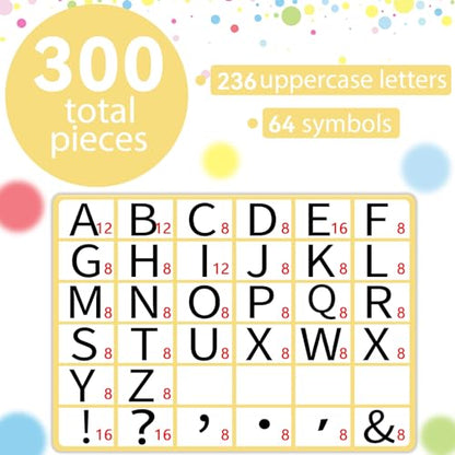 Qyeahkj 300PCS Large 7" Font Letters and Punctuation Set White with Confetti Classroom Alphabet Cutout for Bulletin Board Display Home School A Great Helper to Inspire Students' Learning Interest - style: Confetti