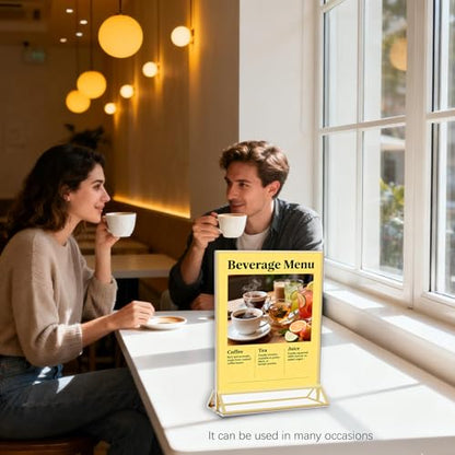 CHILDLION 3 Pack Acrylic Sign Holder 8.5x11 Inches, Double Sided Gold Picture Frame Stand up Table Top Sign Holders, Vertical Menu Flyer Stand, Plastic Frame for Stores, Restaurants, Hotels, Office (3 Pack 8.5*11) - size: 3 Pack 8.5*11