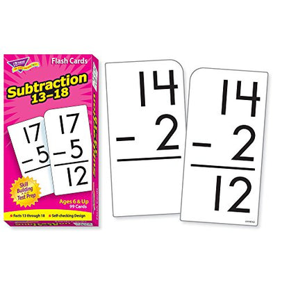Trend Enterprises: Subtraction 13-18 Skill Drill Flash Cards, Exciting Way for Everyone to Learn, Self-Checking Design, Great for Skill Building and Test Prep, 99 Cards Included, Ages 6 and Up