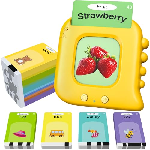 Talking Flash Cards,Kids Toddler Flash Cards with 240 Sight Words,Montessori Toys,Autism Sensory Toys,Speech Therapy Toys,Learning Educational Toys Gifts for Age 1 2 3 4 5 Years Old Boys and Girls - style: Dinosaur Yellow