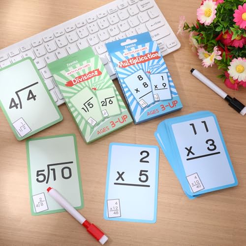 72 Pcs Reusable Multiplication Flash Cards & Division Flash Cards, Double-Sided Math Flash Cards, 2-Pack Flashcards for Repeated Practice - style: Multiplication and Division