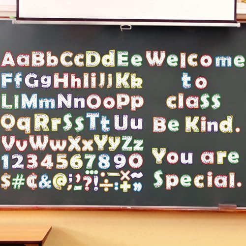 260pcs Letters Combo Pack Set Confetti Room Decorations Polka Dot Colorful Alphabet Letters Numbers Bulletin Board Block Accents Cutouts(White) - style: Polka Dot