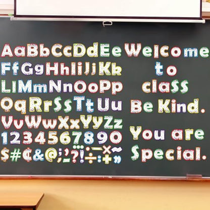 260pcs Letters Combo Pack Set Confetti Room Decorations Polka Dot Colorful Alphabet Letters Numbers Bulletin Board Block Accents Cutouts(White) - style: Polka Dot