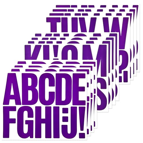 140 Large Alphabet Stickers, 12 Sheets 3 Inch Self-Adhesive Vinyl Letters Sticker Decals for Mailboxes, Doors, Trucks, Classroom Decor, Suitable for Indoor and Outdoor - Purple - color: Purple