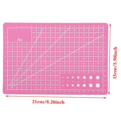 SUNGOOYUE Cutting Mat A5 PVC Self Healing Cutting Board 21 X 15cm Grid Surface Table Protection for Craft Sewing Drawing and Hobby Users Easy to Use for Home Office (Pink) - color: Pink