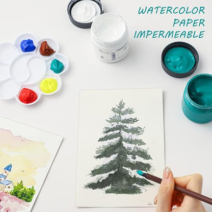 Silunkia 120 Sheets 100% Cotton Watercolor Paper 7 x 10, 140lb/300gsm Heavyweight Cold Pressed Off White Paper for Students Adults Beginner Artists Drawing Valentine Gift Cards - size: 7 x 10