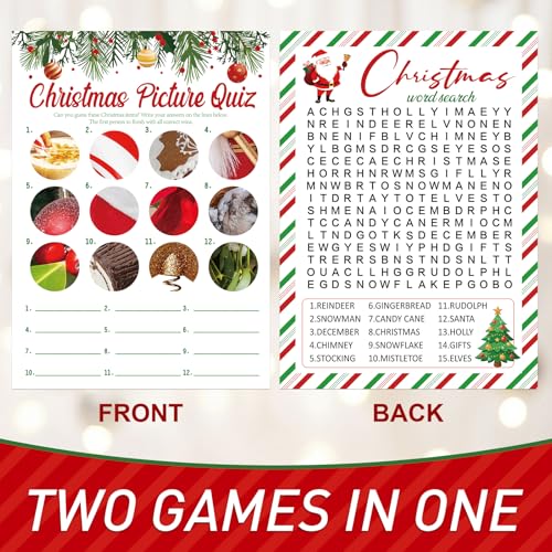 COCHIE 30 Players Christmas Party Games for Adults Family Office Large Groups, Xmas Parties Picture Quiz Game, Riddle Game, Christmas Word Search Games with Answer Key (Xmas Search) - style: XMAS Search