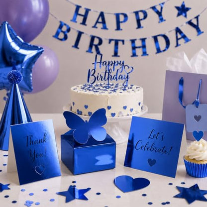 25 Sheets Metallic Blue Cardstock Paper Cardstock 8.5 x 11 Shimmer Sheets 250gsm/92lb Heavyweight Scrapbook Paper for Certificates, Invitations, Greeting Cards, Crafts, Graduations - color: Blue