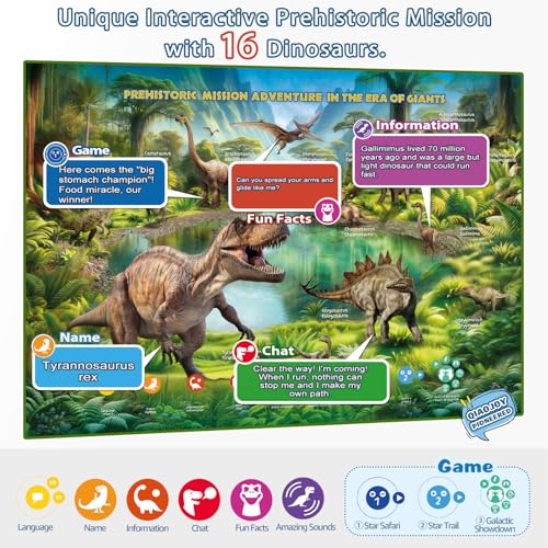 Bilingual Interactive Kids Talking World Map & Dinosaur Poster for Kids Learning and Educational Toys, Talking Educational Toys for 3 to 12 Years Old Girls/Boys, Preschool Learning Chart - style: World Map & Dinosaur Poster