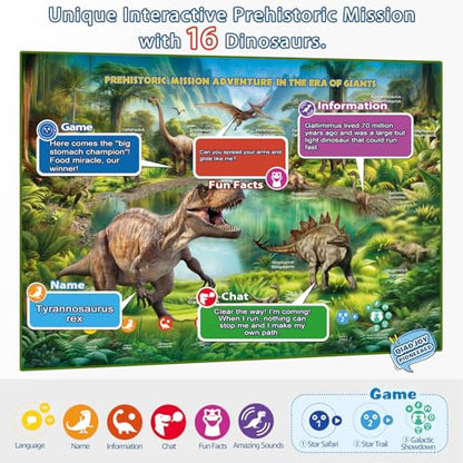 Bilingual Interactive Kids Talking World Map & Dinosaur Poster for Kids Learning and Educational Toys, Talking Educational Toys for 3 to 12 Years Old Girls/Boys, Preschool Learning Chart - style: World Map & Dinosaur Poster