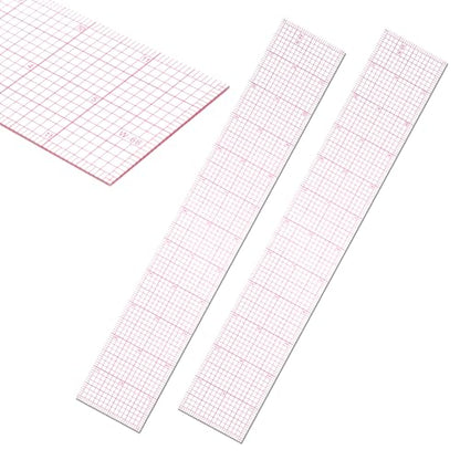 Clear Sewing Ruler, 2 Pcs 2 × 12 Inch Plastic Grid Transparent Ruler with Sandwich Scale Straight Measuring Tool for Pattern Grading Making Quilting DIY Crafts Clothes Design