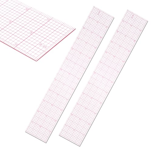 Clear Sewing Ruler, 2 Pcs 2 × 12 Inch Plastic Grid Transparent Ruler with Sandwich Scale Straight Measuring Tool for Pattern Grading Making Quilting DIY Crafts Clothes Design
