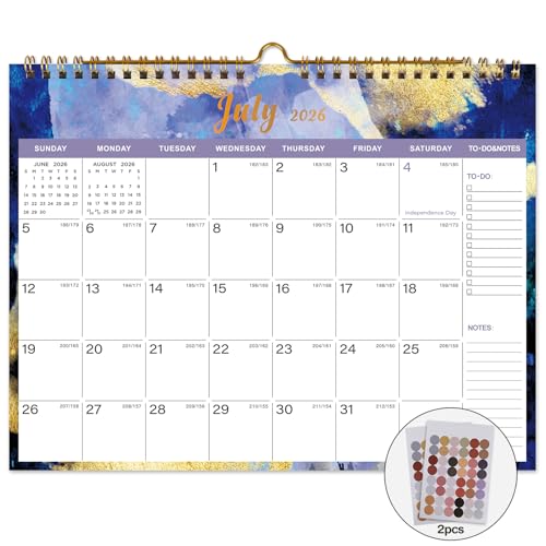 Lbylyhxc 2026-2027 Calendar - Includes July 2026 to December 2027-18 Monthly Wall Calendar 2026 - 2027, 11 x 8.5 Inches.Thick Paper with Julian Dates and Block for New Year and Christmas Presents (Calendar 2026-2027 Inks) - color: Calendar 2026-2027 Inks