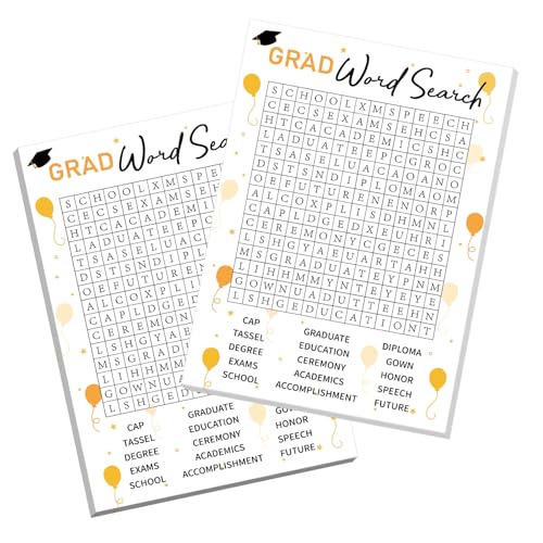 COCHIE 30 Players 2026 Graduation Party Games, Graduation Words Search Game, Word Scramble Guess Game with Answer Key, Grad Parties Supplies Favor (Grad Word Search) - style: Grad Word Search