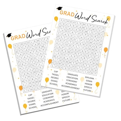 COCHIE 30 Players 2026 Graduation Party Games, Graduation Words Search Game, Word Scramble Guess Game with Answer Key, Grad Parties Supplies Favor (Grad Word Search) - style: Grad Word Search