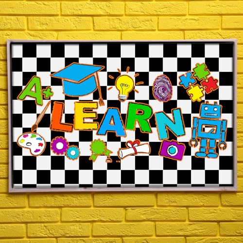 Tenceur Bulletin Board Paper 24 Inch x 100ft Fade Resistant Paper Roll for Classroom Decor (Checkerboard) - style: Checkerboard