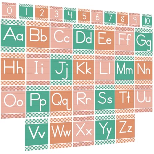 Gilprop 37 Pcs Bulletin Board Letters Educational Posters Alphabet Posters and 0-10 Number Classroom ABC Wall Decor for Kindergarten Toddler Teacher(Checkered) - style: Checkered
