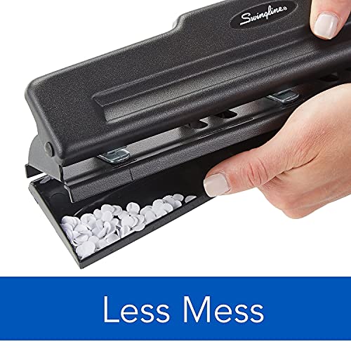Swingline 3 Hole Punch, 10 Sheet Capacity Three Hole Puncher 3 Ring, Adjustable 2-3 Hole Paper Punch, Black (74015)