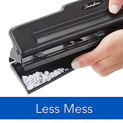 Swingline 3 Hole Punch, 10 Sheet Capacity Three Hole Puncher 3 Ring, Adjustable 2-3 Hole Paper Punch, Black (74015)