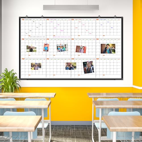 12 Month Calendar Whiteboard for Wall, 72" x 40" Large Wall Calendar Dry Erase with Tray, Magnetic Dry Erase Calendar for Wall Mounted Bulletin Board for Home Classroom Office Organization - size: 72" x 40" - 12 Month