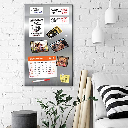 Magnet and Message Board | Large Mountable 30 x 14 x 0.7 Inch Steel Bulletin Board (Silver) - size: L (30 x 14)