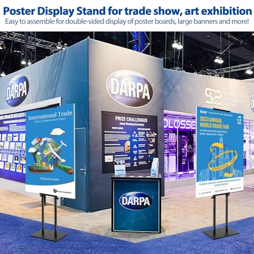 Pedestal Poster Sign Stand for Double Sided Display, Adjustable Poster Board Stand Height Up to 80", Heavy Duty Floor Standing Sign Holder for Board, Foam, Banner Display Stand, Black 1Pack - size: 1 Pack Poster Stand
