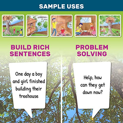 SkillEase Story Cues Skilled Sequencing Cards, Speech Therapy Materials, Social Skills Game, English Language Learners Games, Storytelling Cards, Sentence Building and Picture Cards - color: Story Cues 1