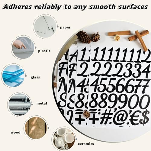 290 Pieces 2 Inch Self Adhesive Black Letter Number Stickers | Vinyl Alphabet Waterproof Letters Numbers for Mailbox, Bulletin Board, Poster, Classroom, Scrapbook and Outdoor (8 Sheets) - color: Black