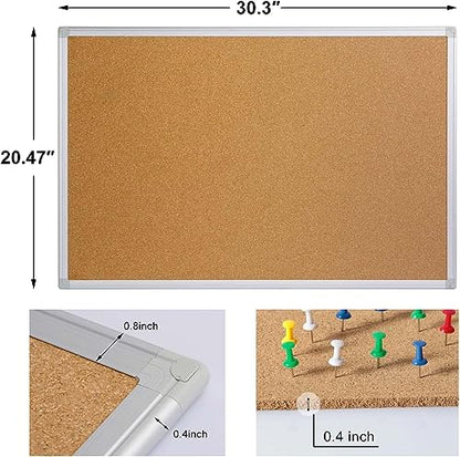 2-Pack Cork Board Bulletin Board 20 x 30 Inches, Silver Aluminium Framed Corkboard, Office Board for Wall Cork, Large Wall Mounted Notice Pin Board with 32 Pins - size: 2 Pack 20" x 30"