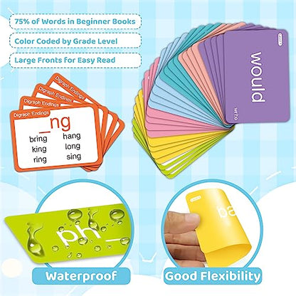 712 Sight Words/Phonics Flash Cards, Dolch & Fry High Frequency Site Words, Learn to Read CVC Blends, Short/Long Vowel Sounds, Flash Cards Games for PreK Kindergarten 1st 2nd 3rd Grade, Kids 4-10 - style: 712 Sight Words