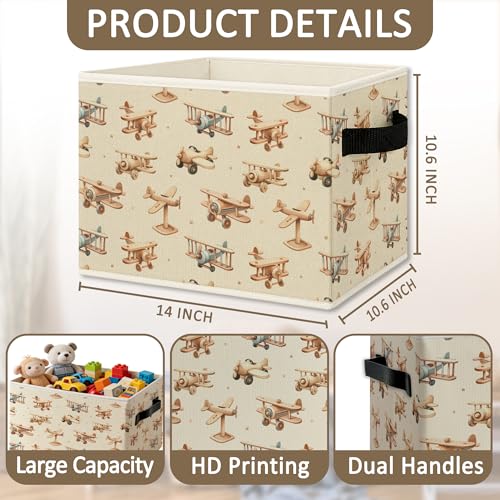 Airplane Nursery Foldable Storage Bins Box with Handles, Aircraft Kids Playroom Collapsible Organizer Basket for Kids Toddler Boy Nursery Bedroom Bathroom Clothes Toys Books - color: Colour 19