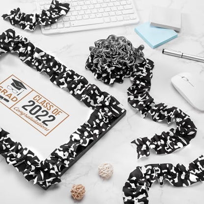 Suncalla 2 Roll 66 ft Black and White Bulletin Board Borders for Classroom Decor Ruffled Bulletin Board Burlap Scalloped Border Trims for Chalkboard Office Wall Decor(Black and White Cow Pattern) - style: Black and White Cow Pattern