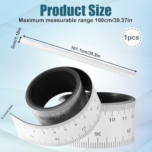 Magnetic Ruler Tape, 39.37 Inch Flexible Magnetic Measuring Tape with Inches & Centimeters for Classroom Whiteboard Workshop Milling Machines Drawing and Craft Table