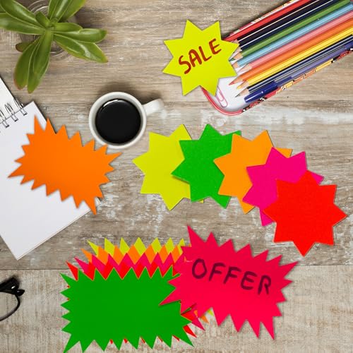 Pack of 20 Assorted Coloured Neon Fluorescent Flashes 200 x 150mm