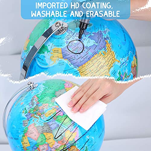 POOCCI 6 in1 Illuminated Large World Globe for Kids & Adults All Ages High Clear Map 12inch, Illuminates Educational Interactive STEM Toy, Light Up Kids Globe Lamp,Gifts For Boys And Girls - size: 12Inch