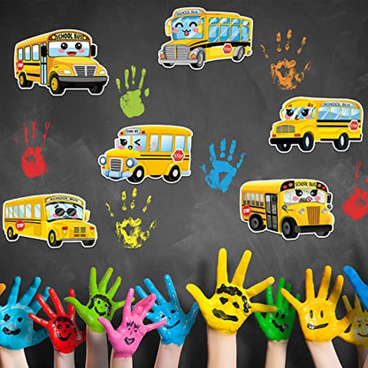 Tisancy 144 Pcs Bulletin Boards Cutouts Yellow Smile Face Cutouts for Classroom Bulletin Boards Decorations with 300 Adhesive Dots, Elementary Classroom Decor(School Bus) - style: School Bus