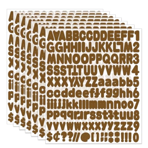 Alphabet Stickers - 1'' Inch Brown Letter Stickers, Self-Adhesive, Vinyl, Mailbox Numbers, for Bulletin Boards, Classroom, Home Decor - color: Brown