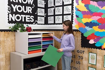 Classroom Keepers 12" x 18" Construction Paper Storage, 10-Slot, White, 17" H x 27" W x 19" D, 1 Unit - style: Holds 12" x 18" Paper