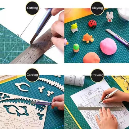 A3/A4/A5 Double-Sided Grid Cutting Mat, Stain-Resistant Craft Board with Angle Guide for Scrapbooking, Sewing, Quilting & Art Projects - color: A4 Blue