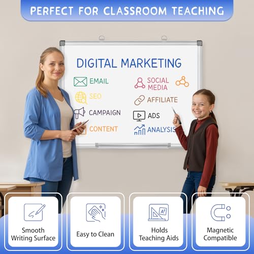 Grtard 18" x 12" White Board Dry Erase, Magnetic Dry Erase Boards, Hanging Magnetic Whiteboard with Marker and Strong Magnets, Dry Erase Board for Wall, White Boards Dry Erase for School, Office, Home - size: 18''x12''
