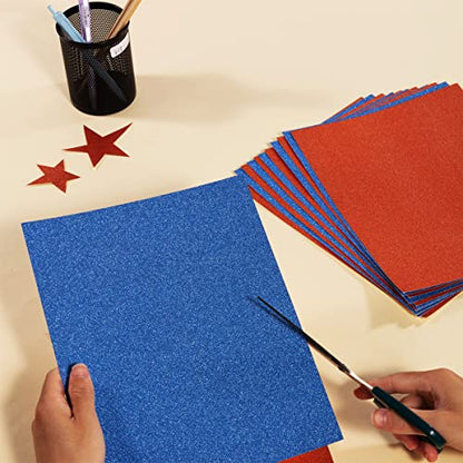 20 Sheets Glitter Thick Paper Cardstock Blank, 8.5 x 11 inches, Blue | For DIY Birthday, For Wedding Party Supplies, Invitation Cards Making - color: Blue
