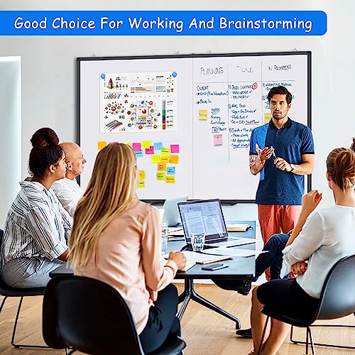 White Board Dry Erase 60x40, Maxtek Large Magnetic Whiteboard Black Dry Erase Boards for Wall, Aluminum Presentation Wall-Mounted Marker Board with a Long Pen Tray for School, Classroom, Office & Home - size: 60"W x 40"H, style: Style A