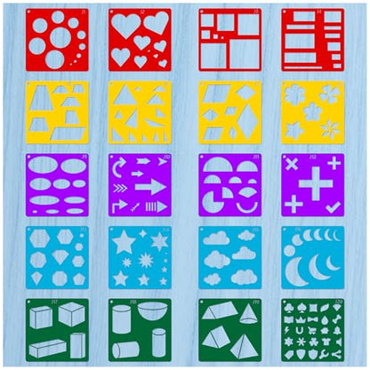 20pcs Geometry Set Shape Drawing Stencils,Drawing Template for Kids Boys Girls DIY Painting & Drawing Educational Home School Crafts Essentials - style: Geometry