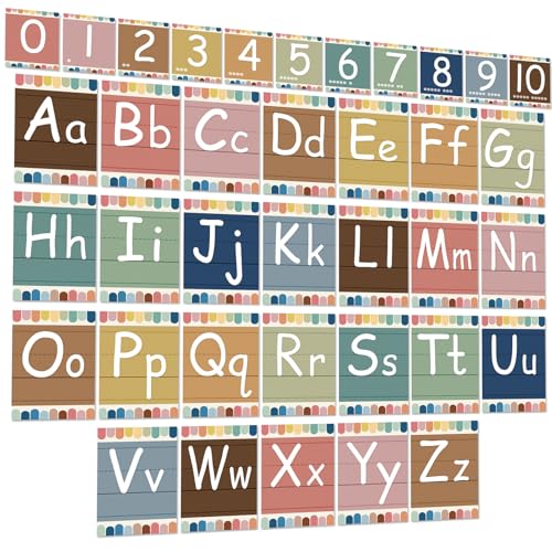 Adduster Bulletin Board Letters - ABC Alphabet Poster Classroom Decor Set Preschool English Poster Kindergarten/Primary School Classroom Wall Decor Daycare/Homeschool Supplies 10inx5.5in - color: Bohemia